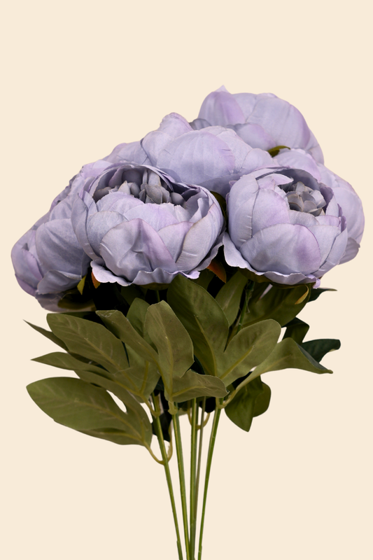Faux Peonies Elegant Bloom Flower Stem - Powder Blue