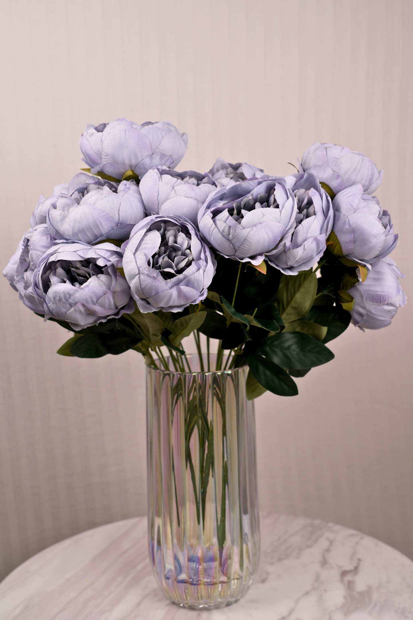 Faux Peonies Elegant Bloom Flower Stem - Powder Blue