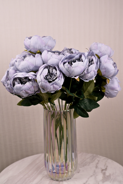 Faux Peonies Elegant Bloom Flower Stem - Powder Blue