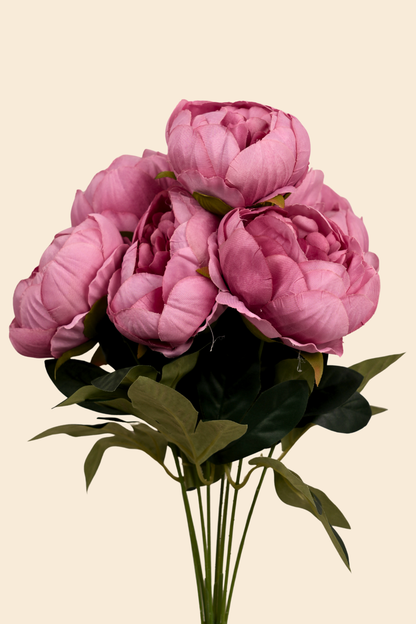 Faux Peonies Elegant Bloom Flower Stem - Rose Pink