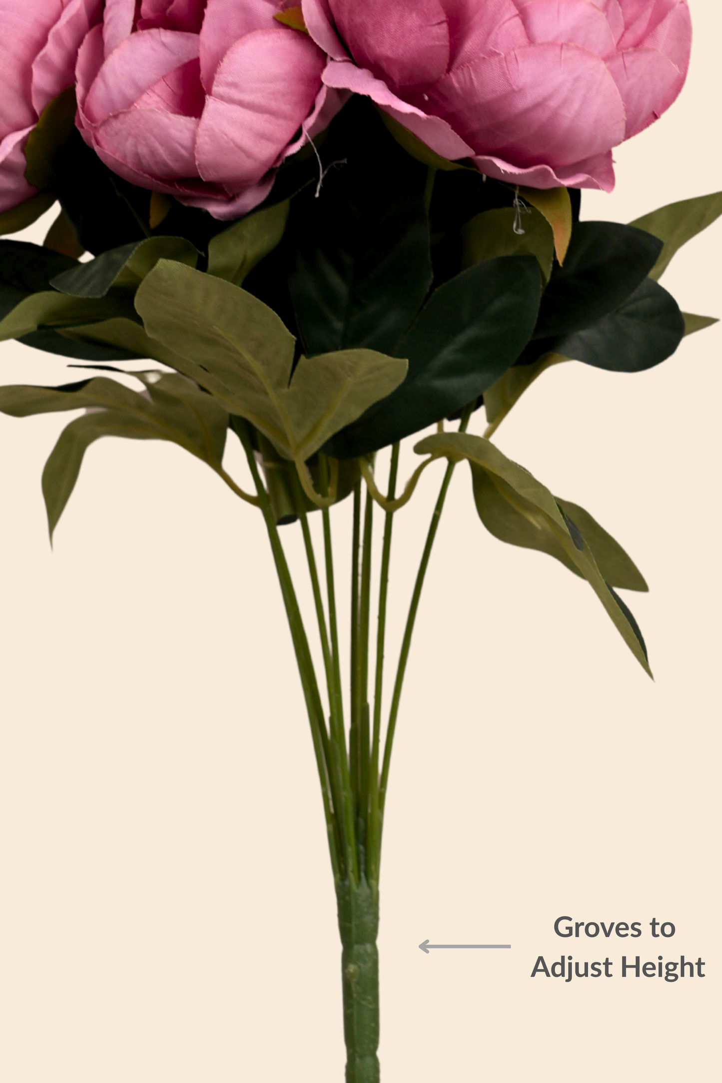 Faux Peonies Elegant Bloom Flower Stem - Rose Pink