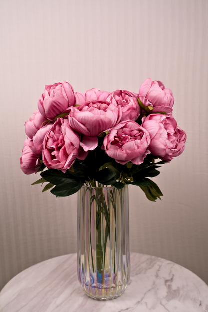 Faux Peonies Elegant Bloom Flower Stem - Rose Pink