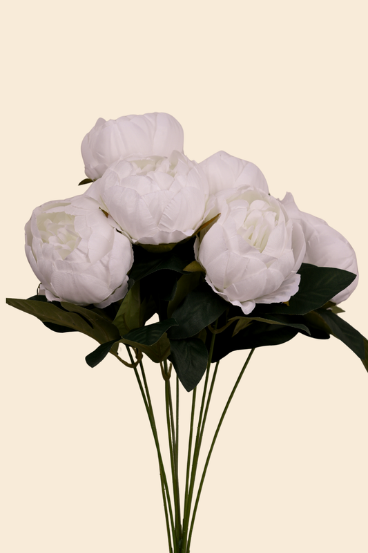 Faux Peonies Elegant Bloom Flower Stem - White