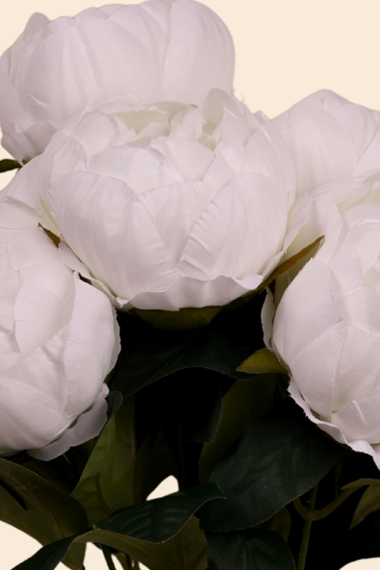 Faux Peonies Elegant Bloom Flower Stem - White