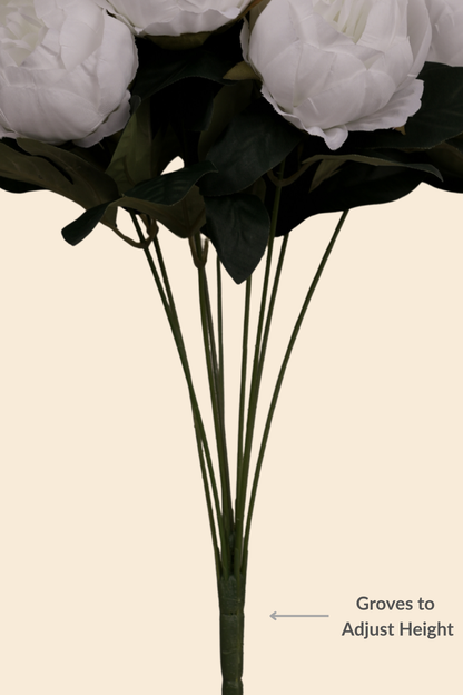 Faux Peonies Elegant Bloom Flower Stem - White