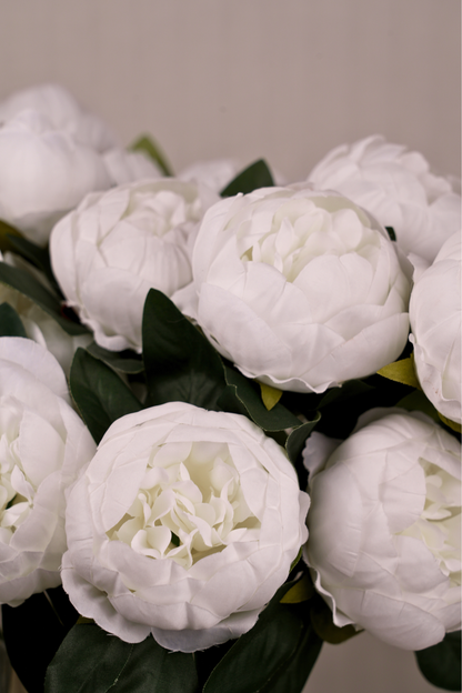 Faux Peonies Elegant Bloom Flower Stem - White