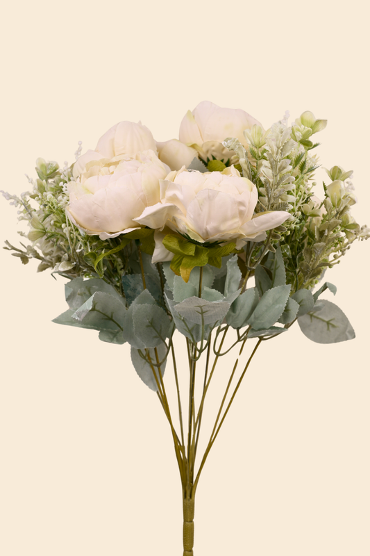Faux Peonies Splendor Flower Stem - Cream