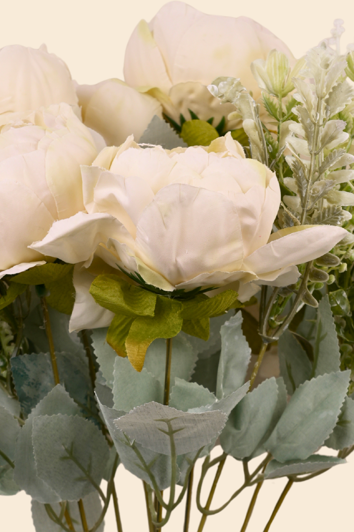 Faux Peonies Splendor Flower Stem - Cream