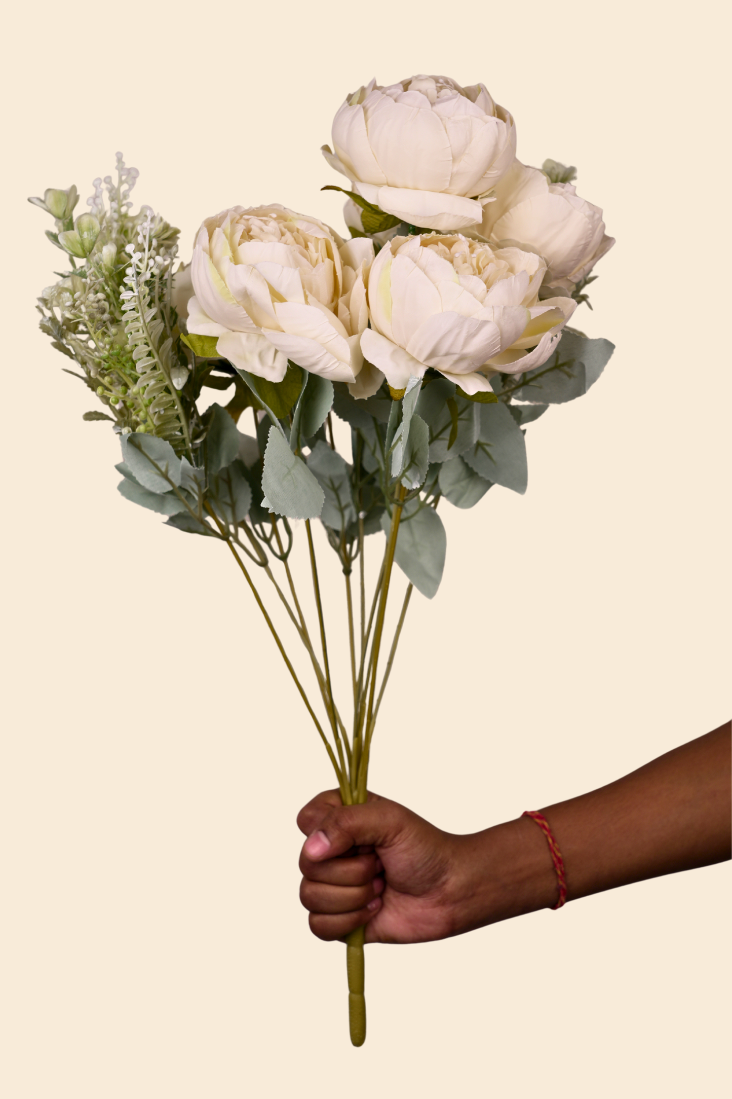 Faux Peonies Splendor Flower Stem - Cream