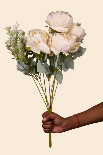 Faux Peonies Splendor Flower Stem - Cream