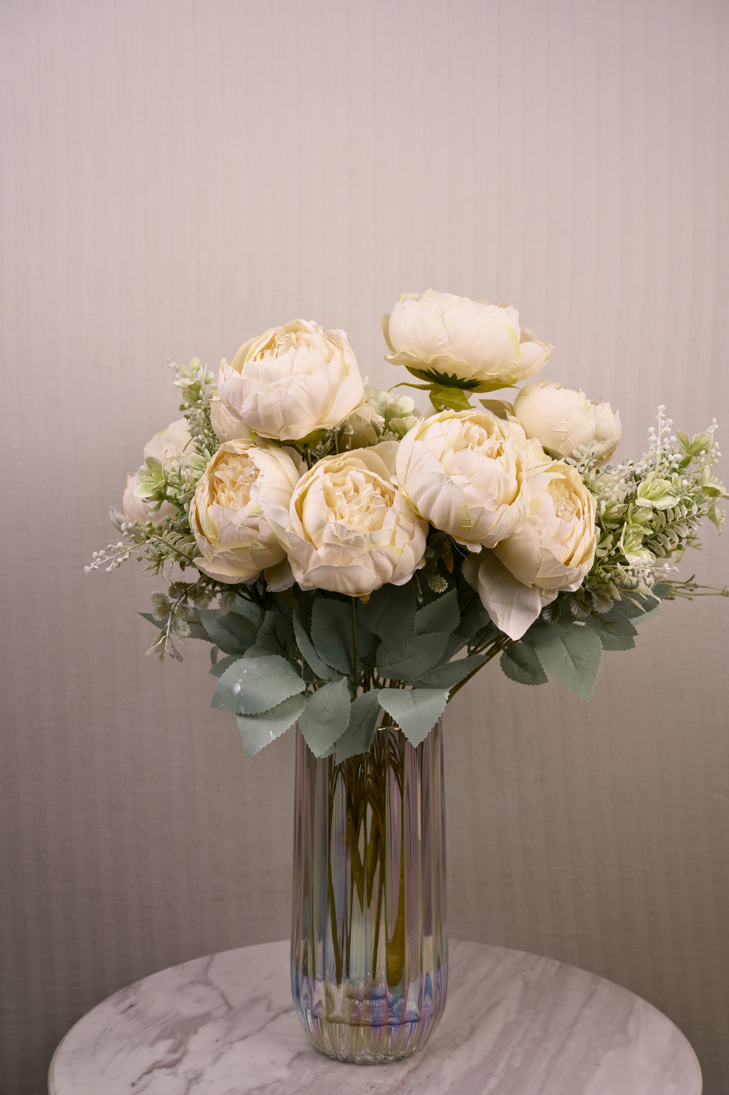 Faux Peonies Splendor Flower Stem - Cream