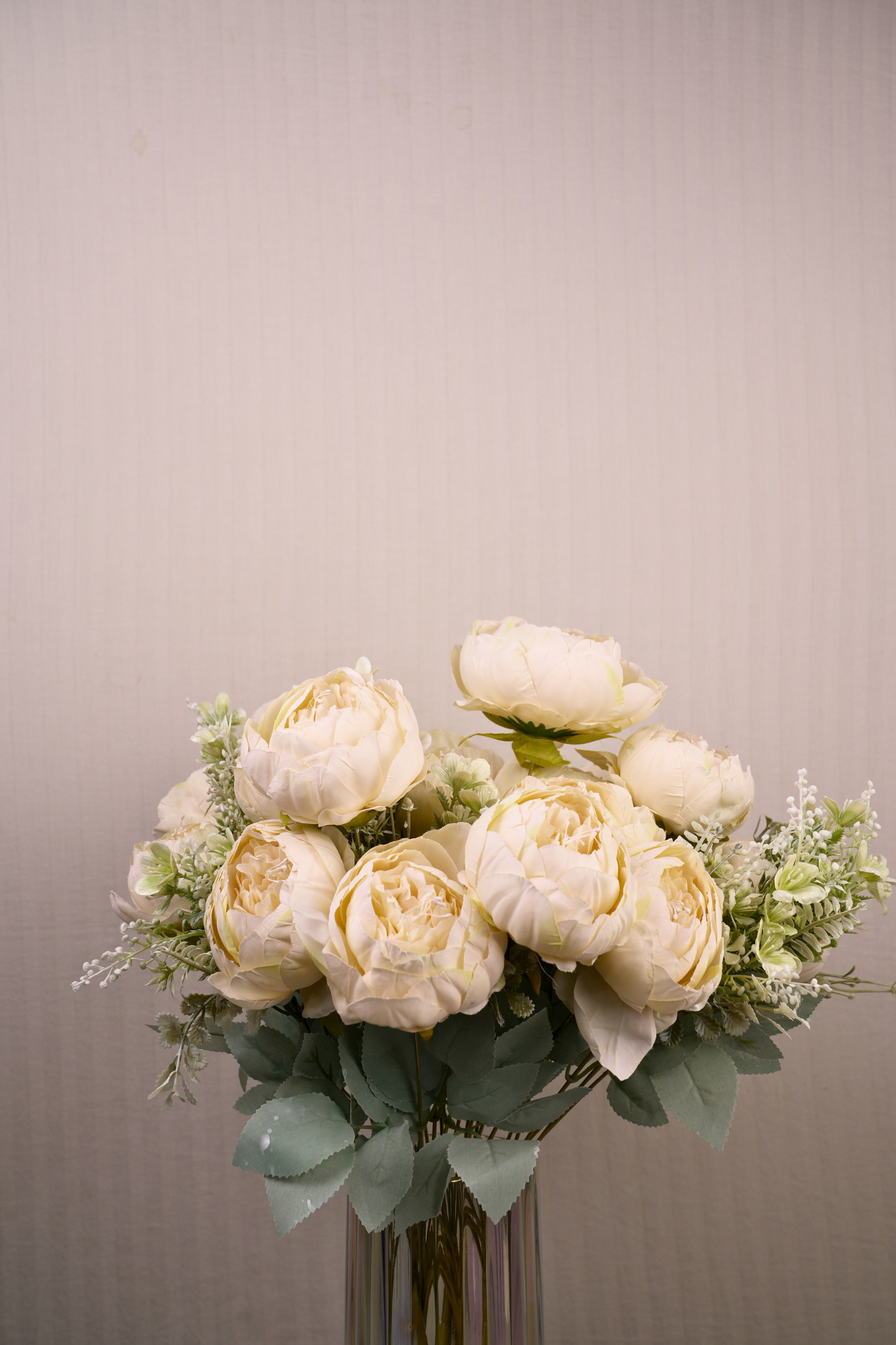 Faux Peonies Splendor Flower Stem - Cream