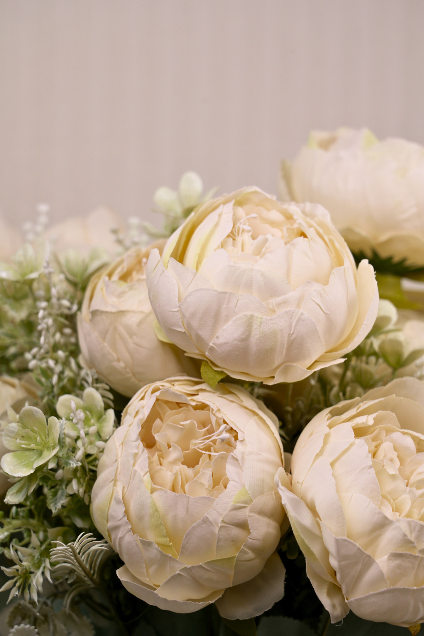 Faux Peonies Splendor Flower Stem - Cream