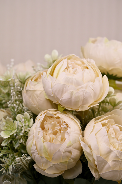Faux Peonies Splendor Flower Stem - Cream