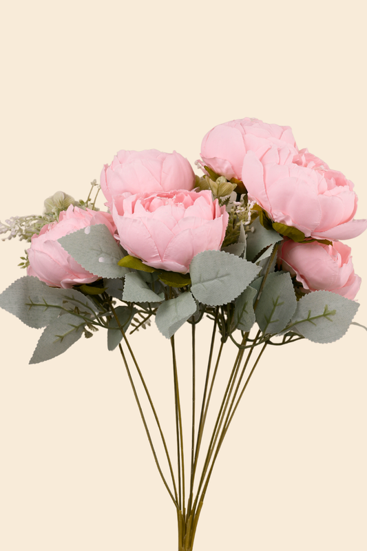 Faux Peonies Splendor Flower Stem - Light Pink
