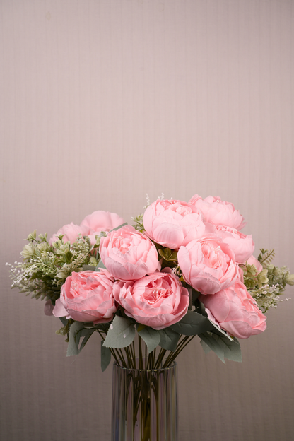 Faux Peonies Splendor Flower Stem - Light Pink