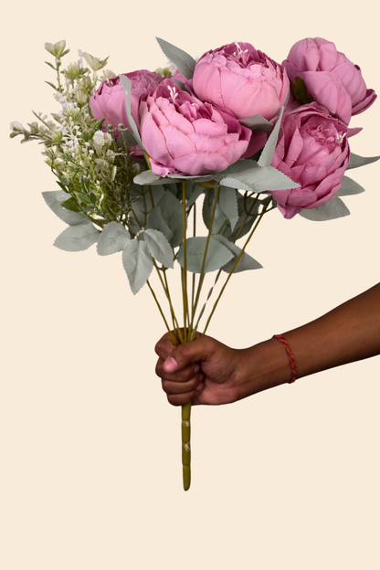 Faux Peonies Splendor Flower Stem - Rose Pink