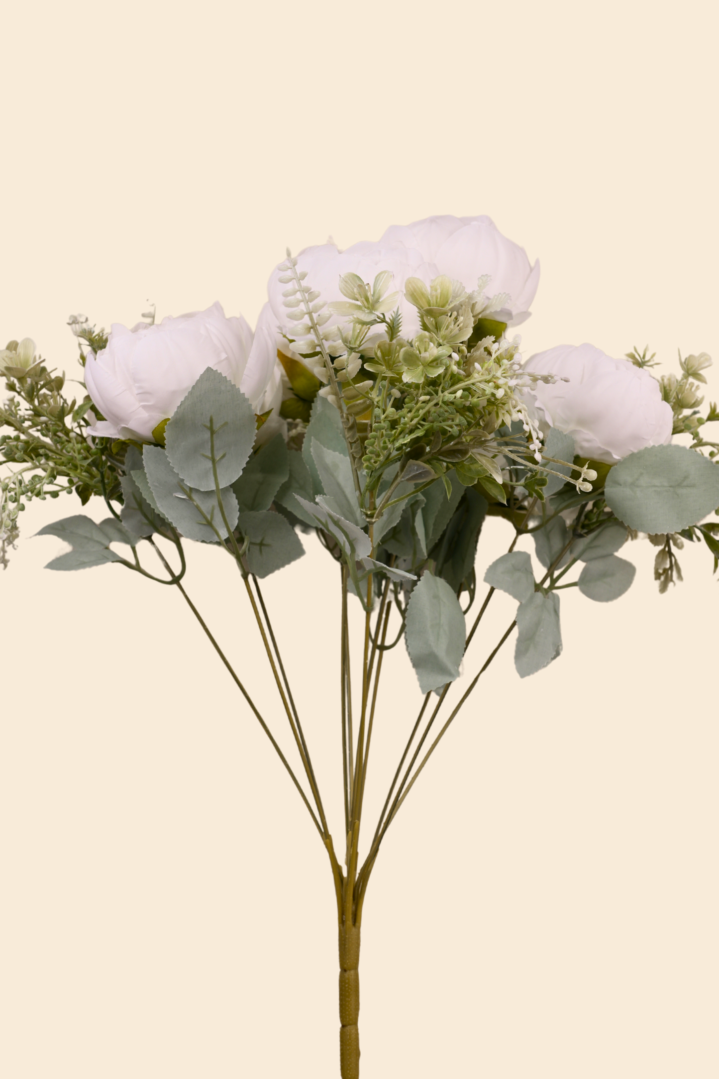 Faux Peonies Splendor Flower Stem - White