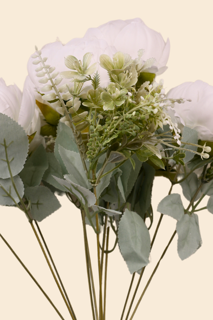 Faux Peonies Splendor Flower Stem - White