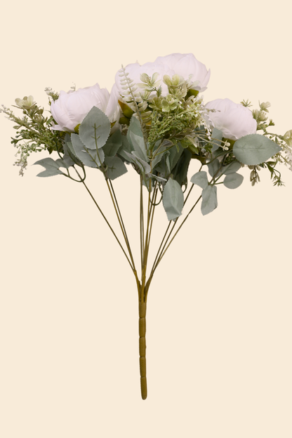 Faux Peonies Splendor Flower Stem - White