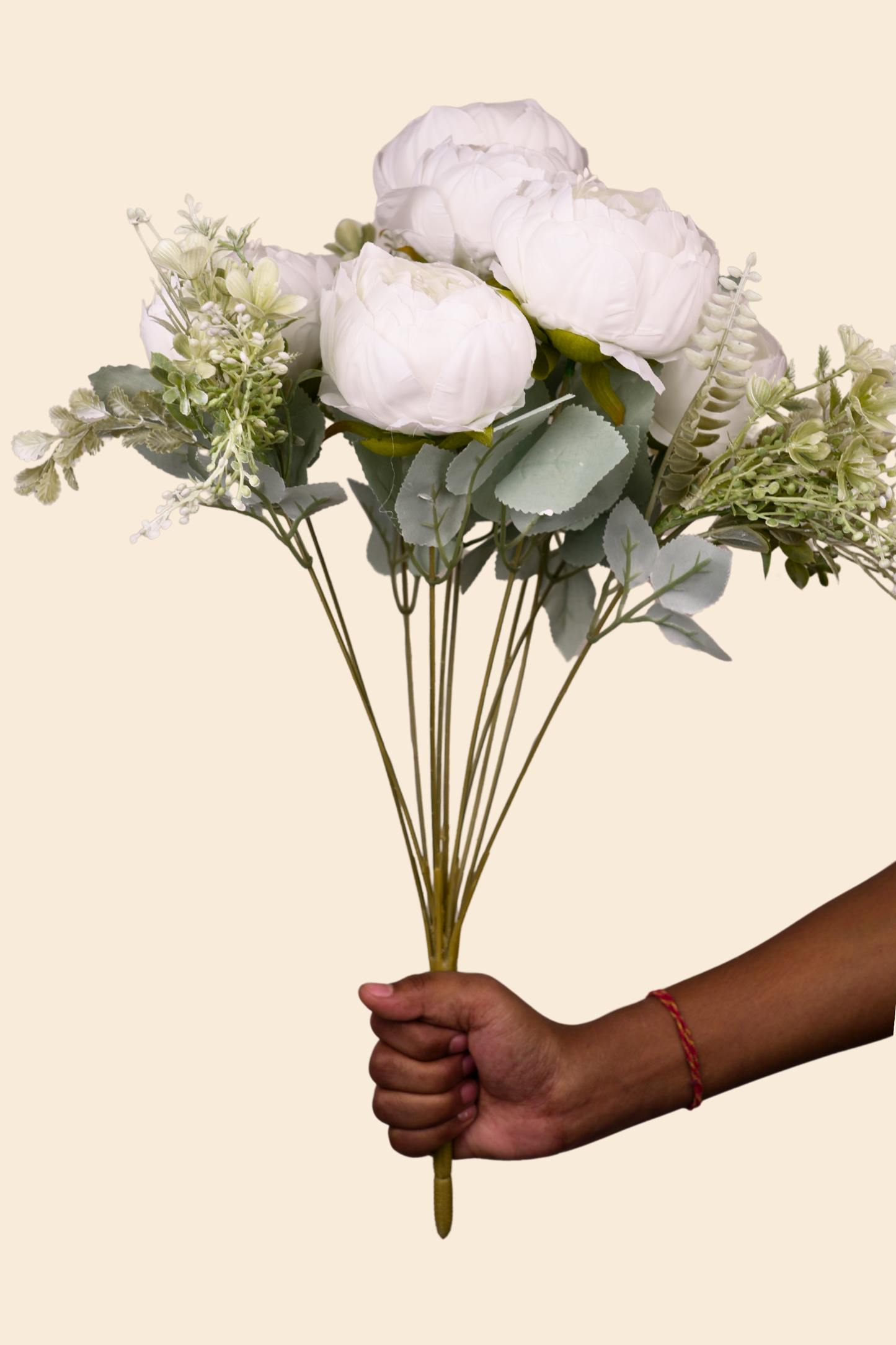 Faux Peonies Splendor Flower Stem - White