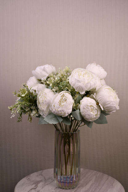 Faux Peonies Splendor Flower Stem - White