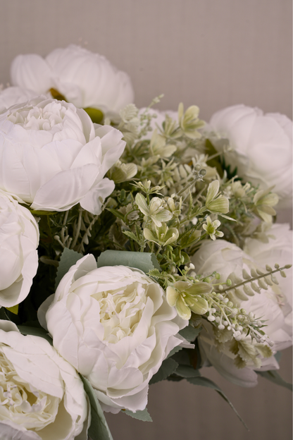 Faux Peonies Splendor Flower Stem - White