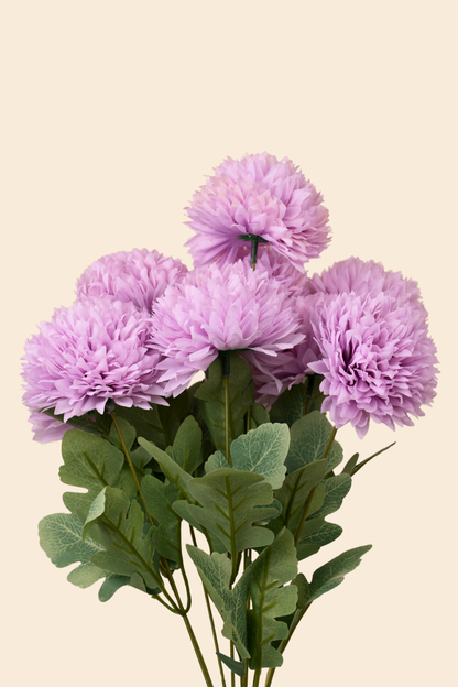 Faux Pompom Chrysanthemums Chic Flower Stem - Lavender