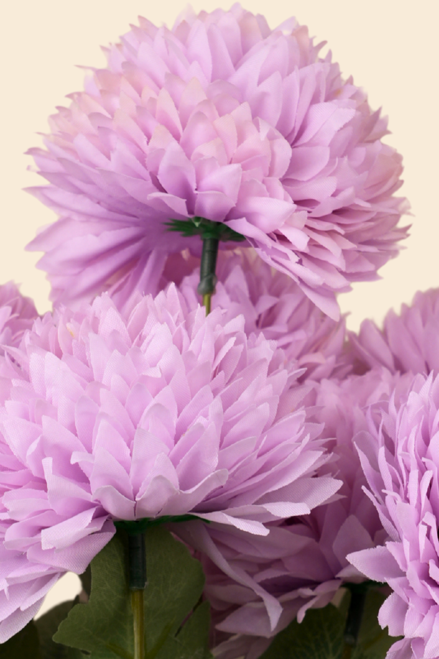 Faux Pompom Chrysanthemums Chic Flower Stem - Lavender