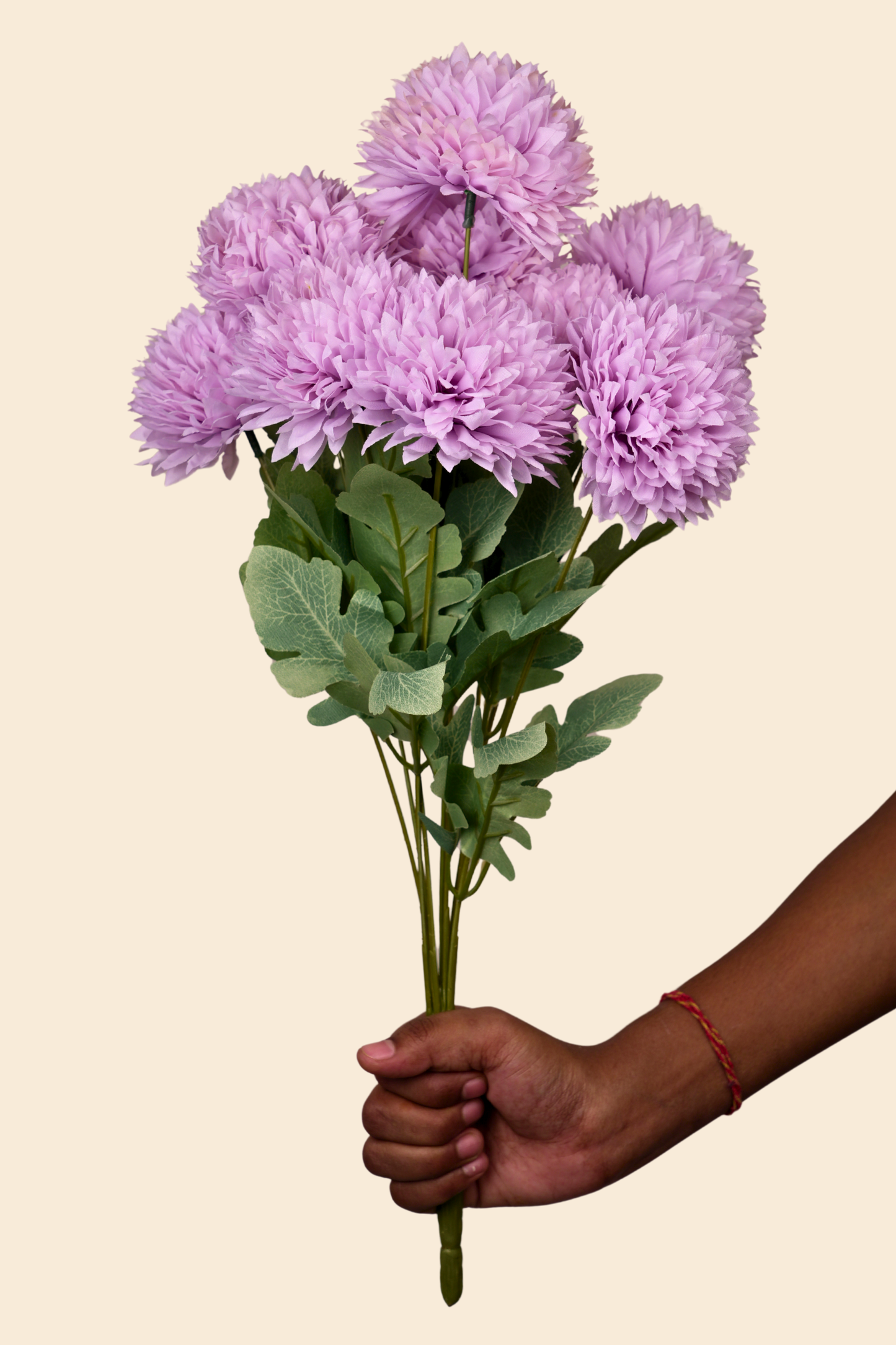 Faux Pompom Chrysanthemums Chic Flower Stem - Lavender