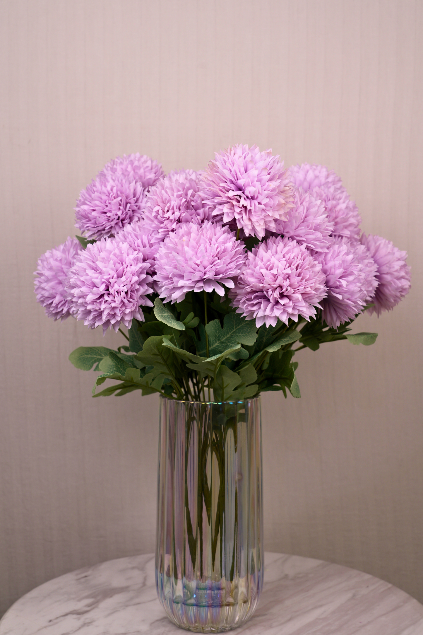 Faux Pompom Chrysanthemums Chic Flower Stem - Lavender