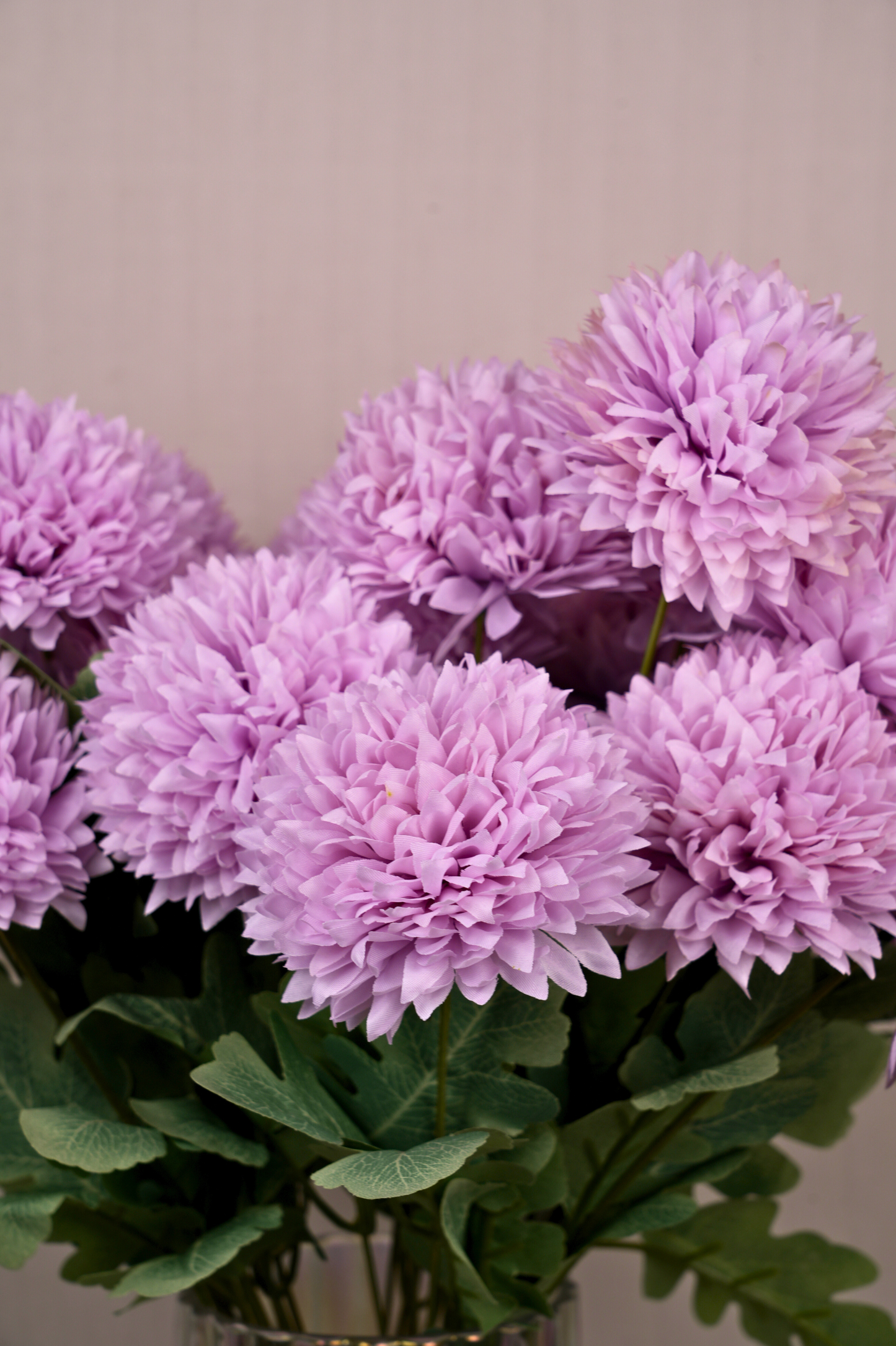 Faux Pompom Chrysanthemums Chic Flower Stem - Lavender