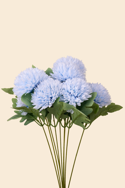 Faux Pompom Chrysanthemums Chic Flower Stem - Light Blue