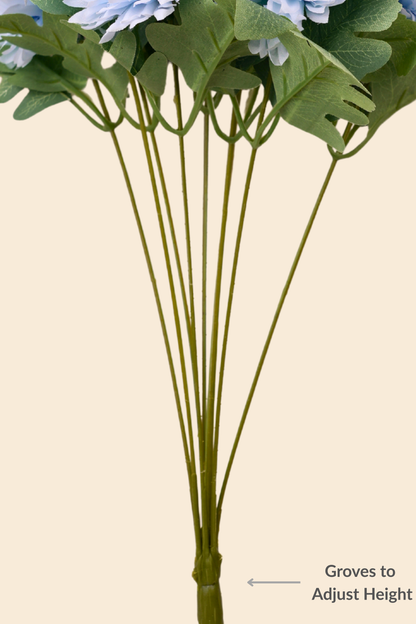 Faux Pompom Chrysanthemums Chic Flower Stem - Light Blue