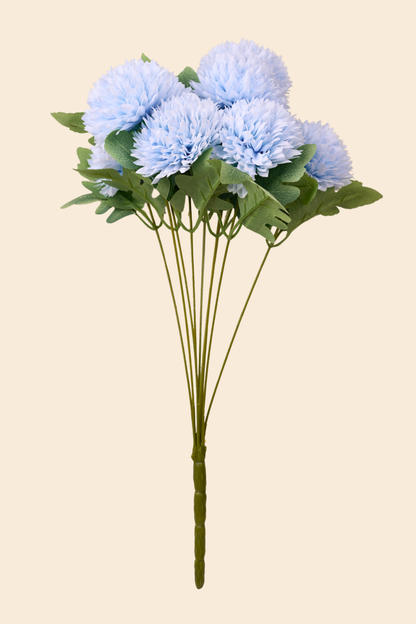 Faux Pompom Chrysanthemums Chic Flower Stem - Light Blue