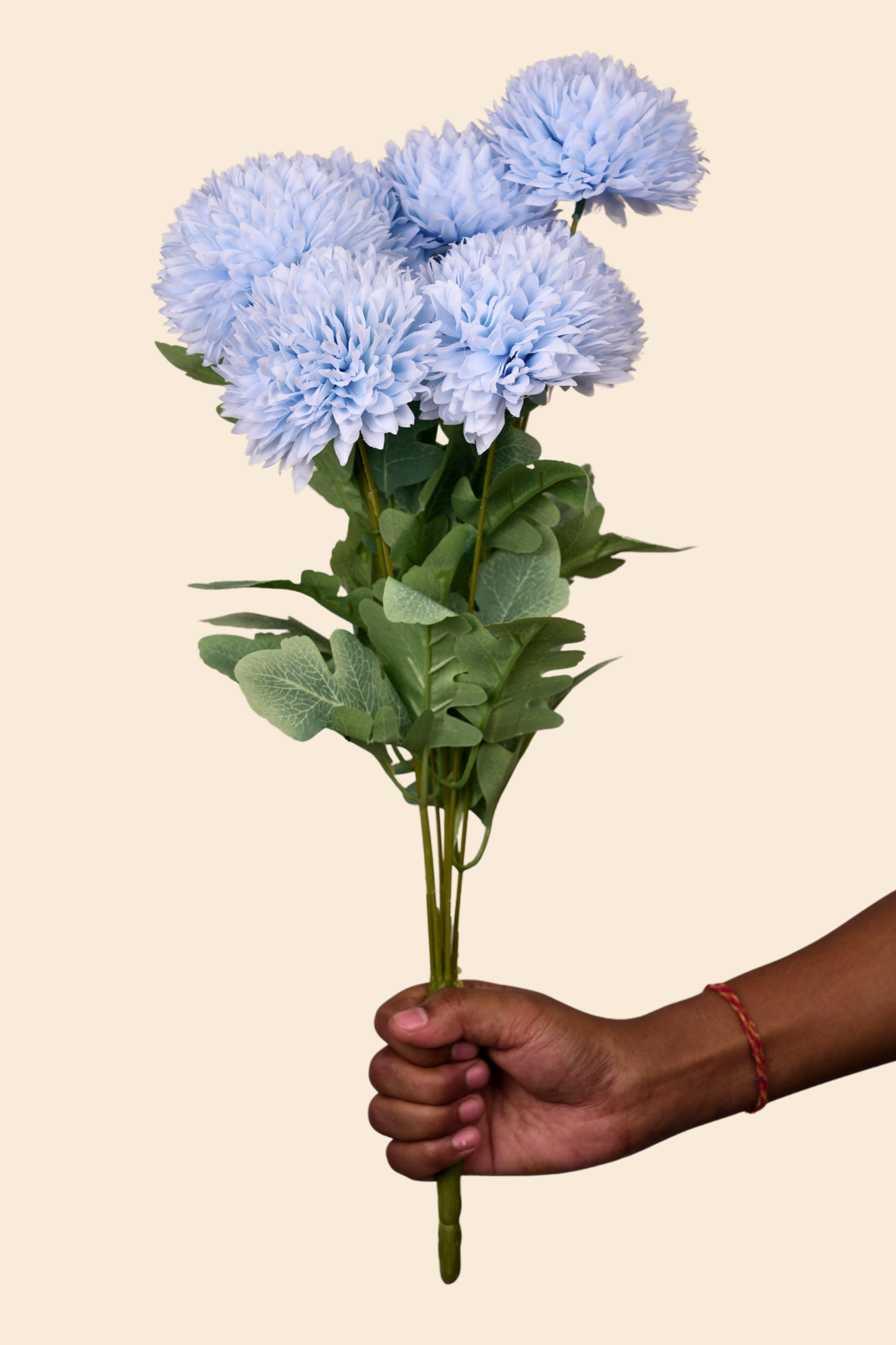Faux Pompom Chrysanthemums Chic Flower Stem - Light Blue