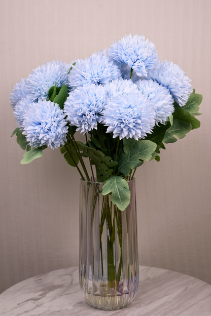 Faux Pompom Chrysanthemums Chic Flower Stem - Light Blue