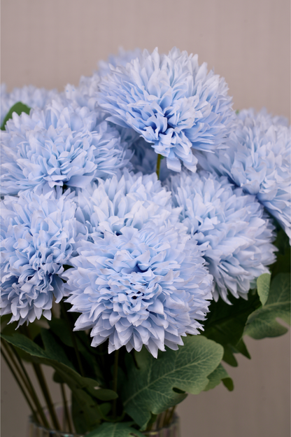 Faux Pompom Chrysanthemums Chic Flower Stem - Light Blue