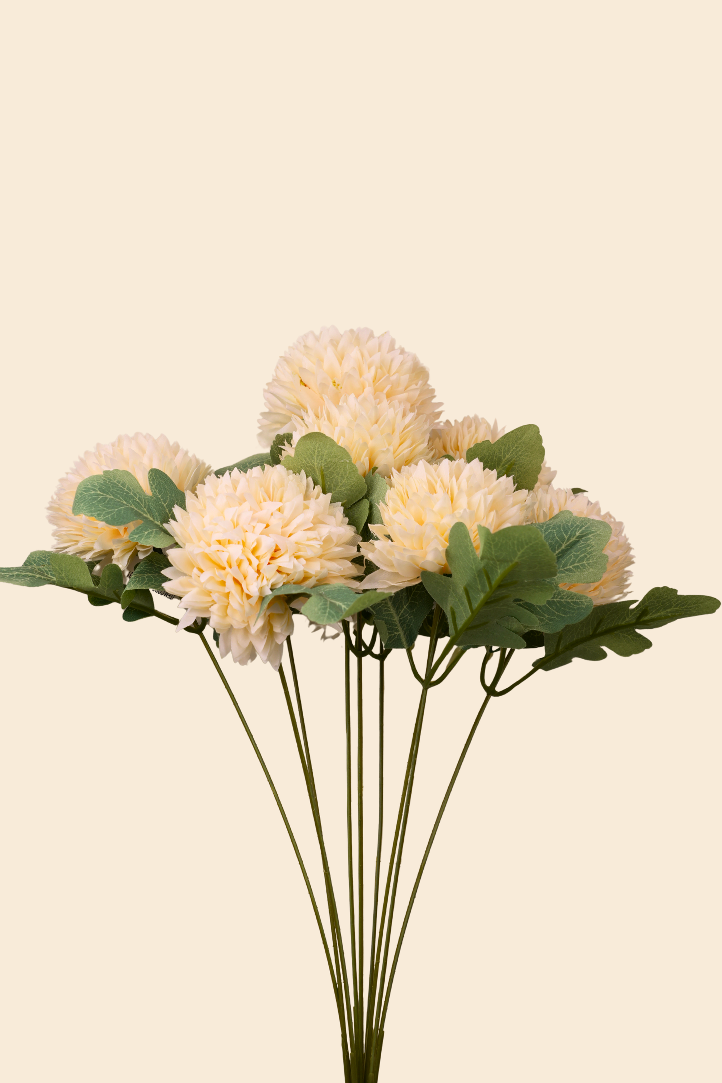Faux Pompom Chrysanthemums Chic Flower Stem - Light Orange