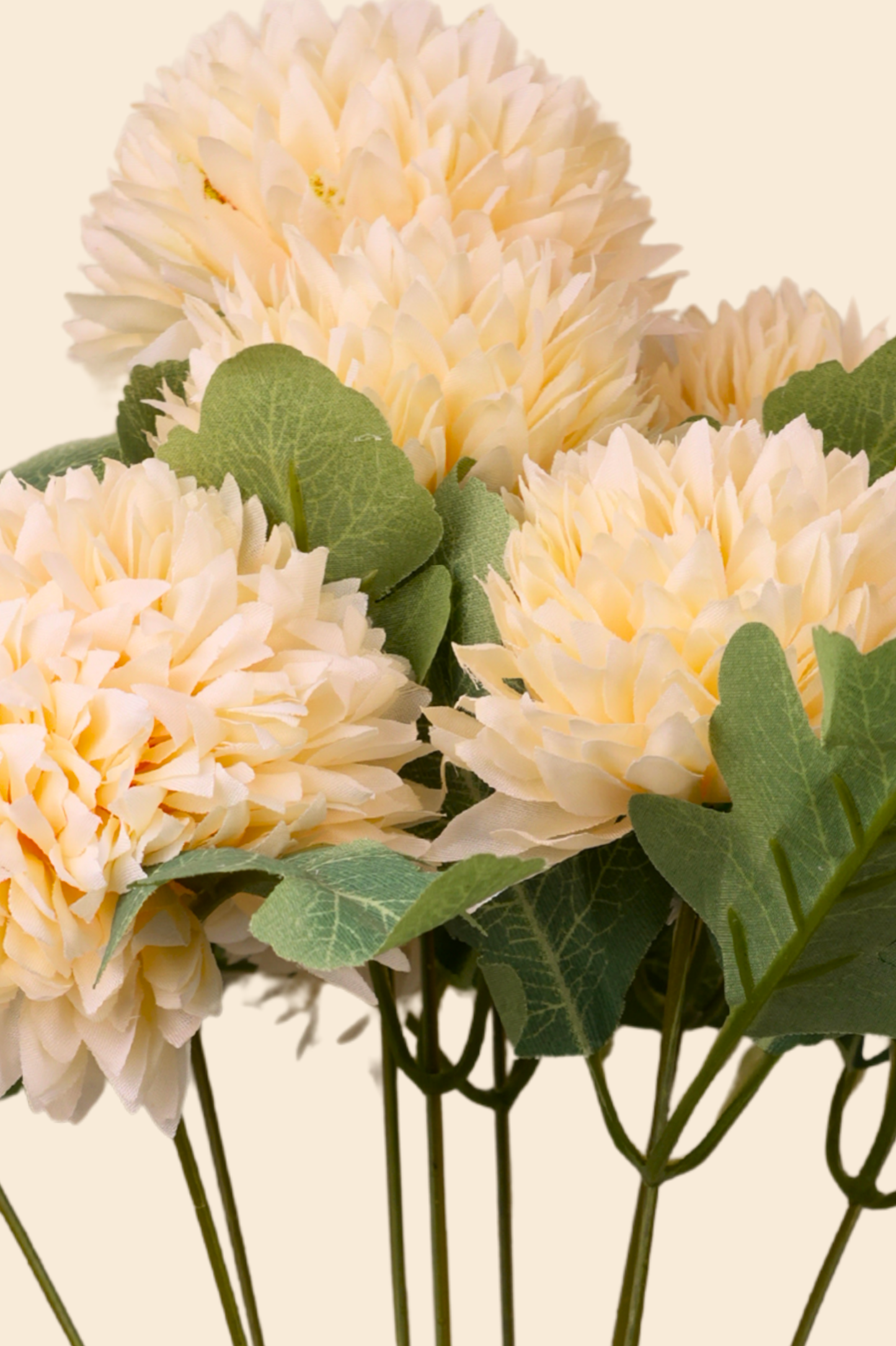 Faux Pompom Chrysanthemums Chic Flower Stem - Light Orange