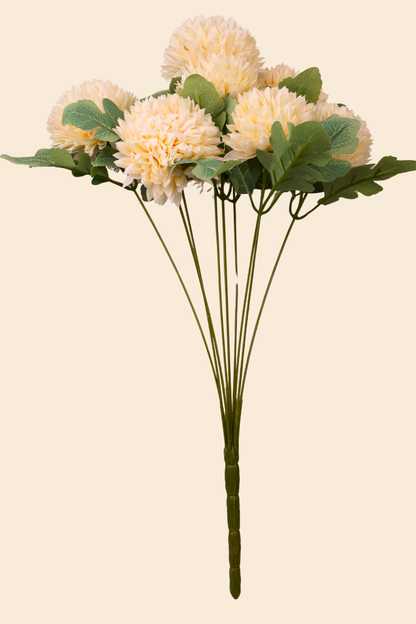 Faux Pompom Chrysanthemums Chic Flower Stem - Light Orange