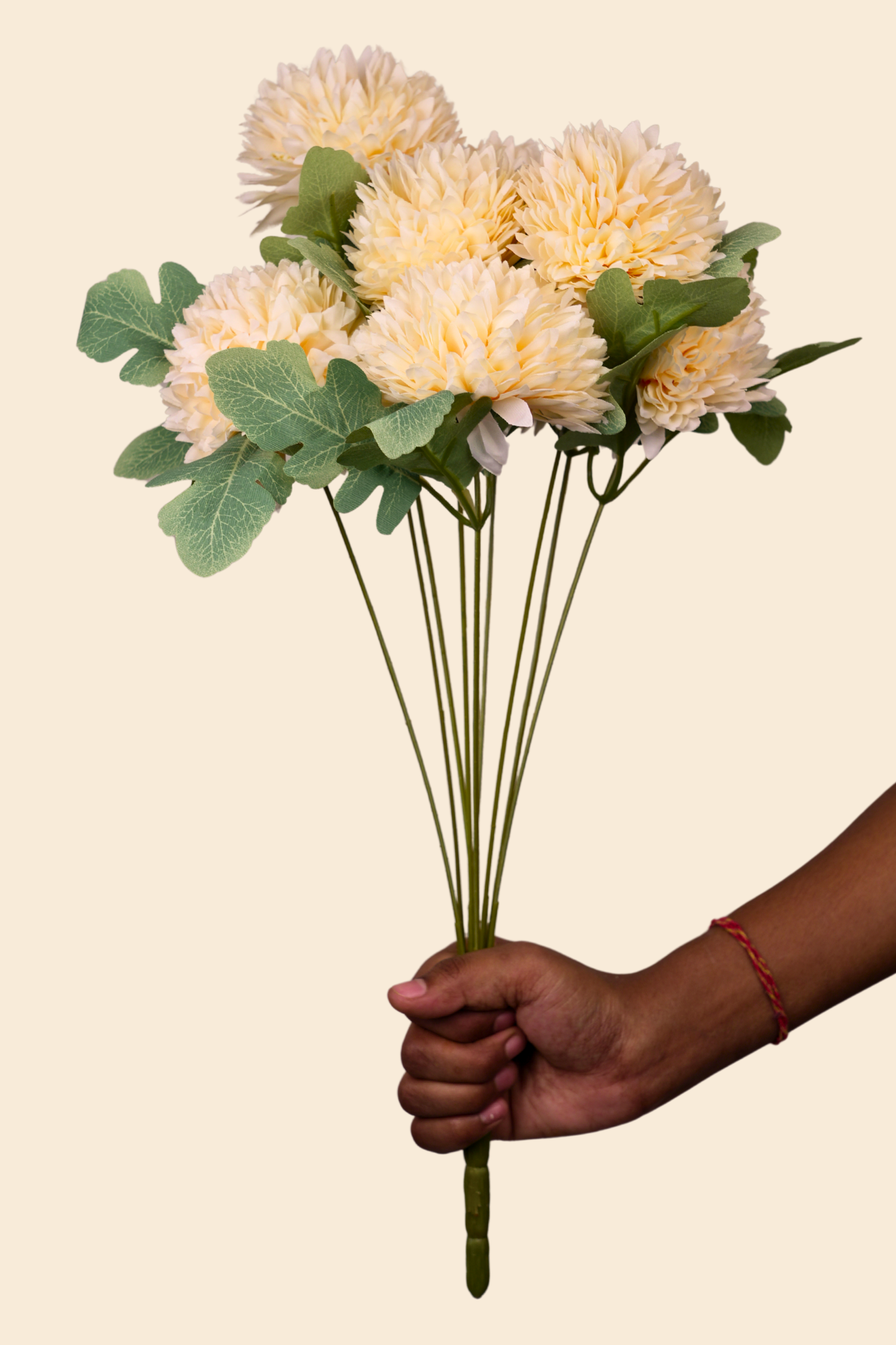 Faux Pompom Chrysanthemums Chic Flower Stem - Light Orange