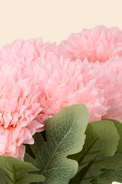 Faux Pompom Chrysanthemums Chic Flower Stem - Pink
