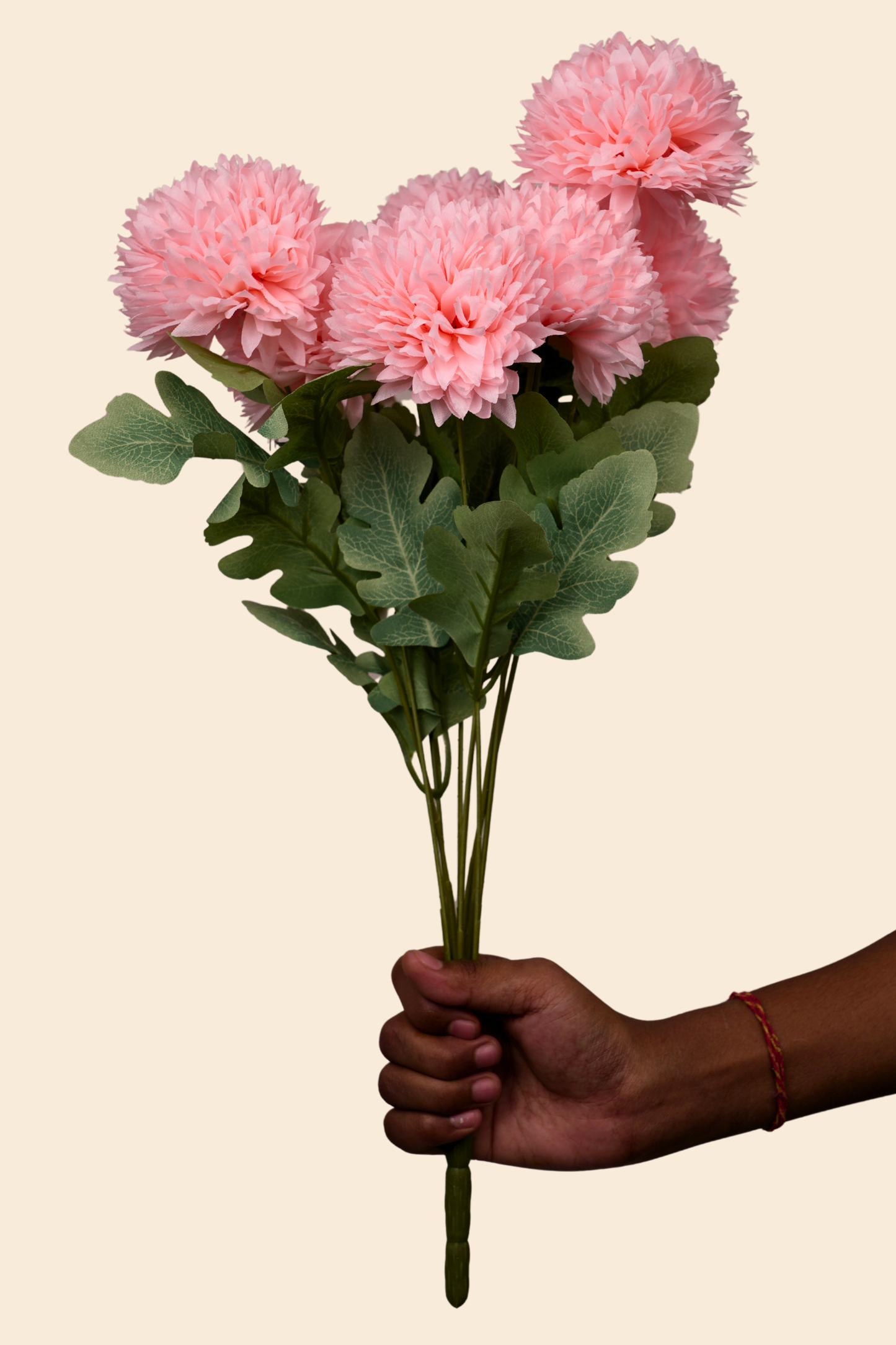 Faux Pompom Chrysanthemums Chic Flower Stem - Pink