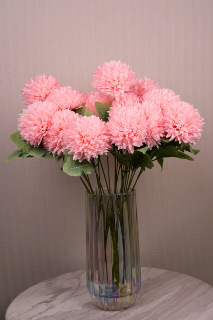 Faux Pompom Chrysanthemums Chic Flower Stem - Pink