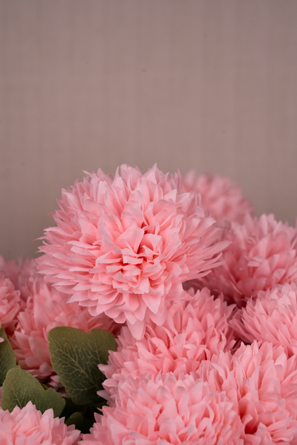Faux Pompom Chrysanthemums Chic Flower Stem - Pink