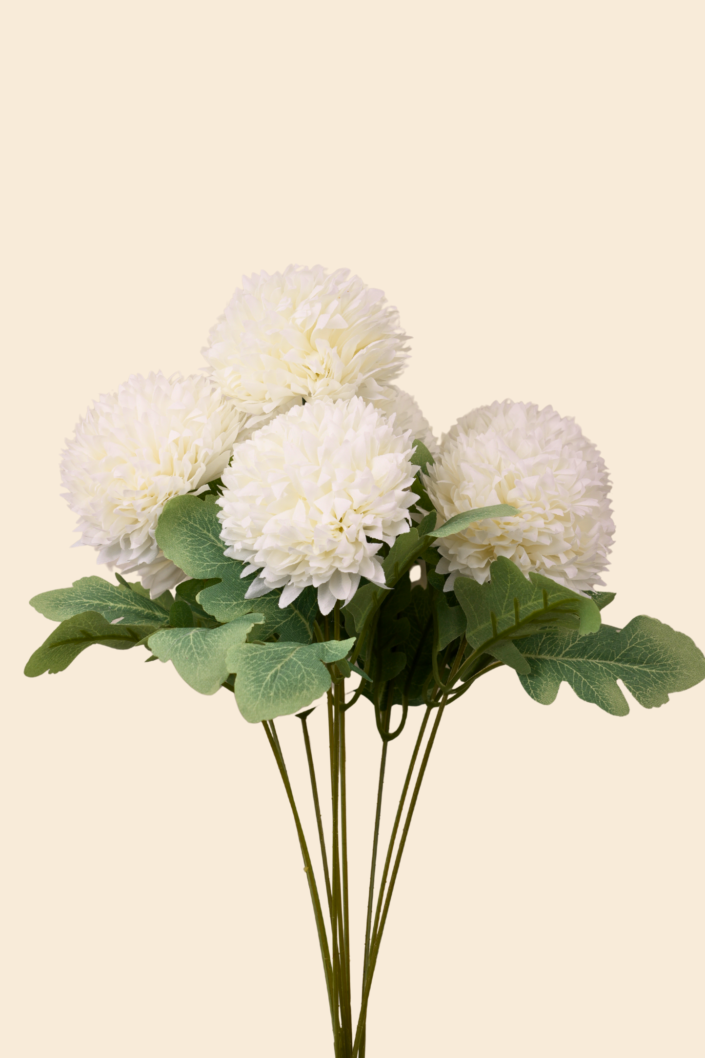 Faux Pompom Chrysanthemums Chic Flower Stem - White