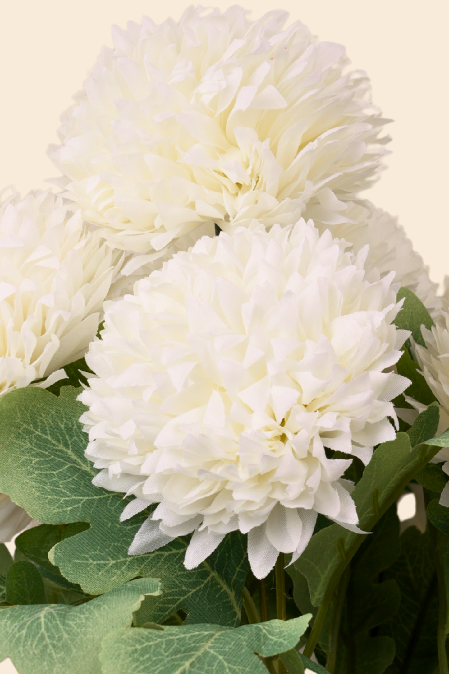 Faux Pompom Chrysanthemums Chic Flower Stem - White