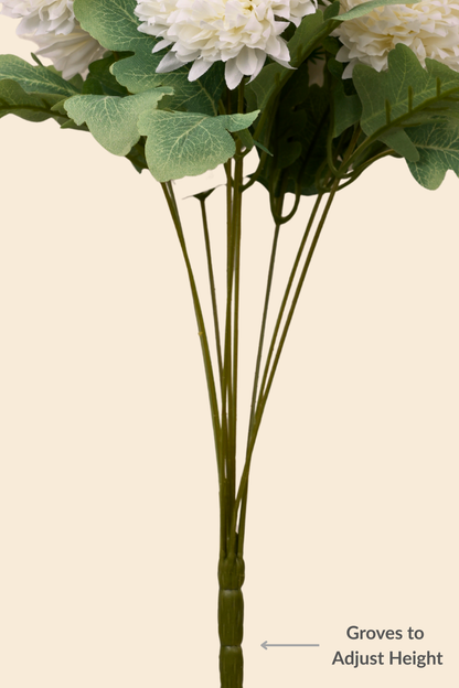 Faux Pompom Chrysanthemums Chic Flower Stem - White