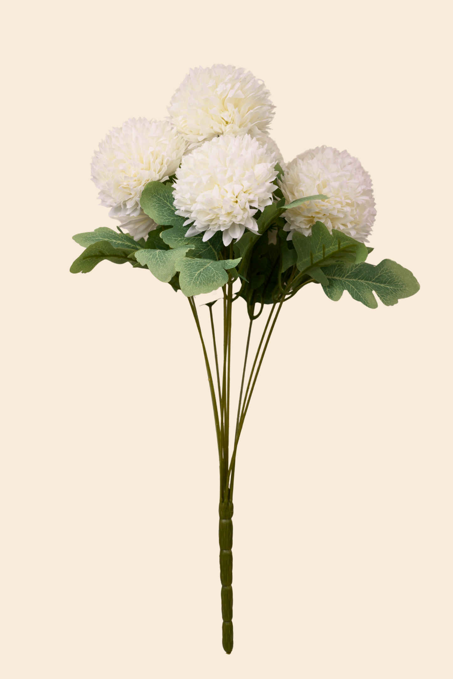 Faux Pompom Chrysanthemums Chic Flower Stem - White